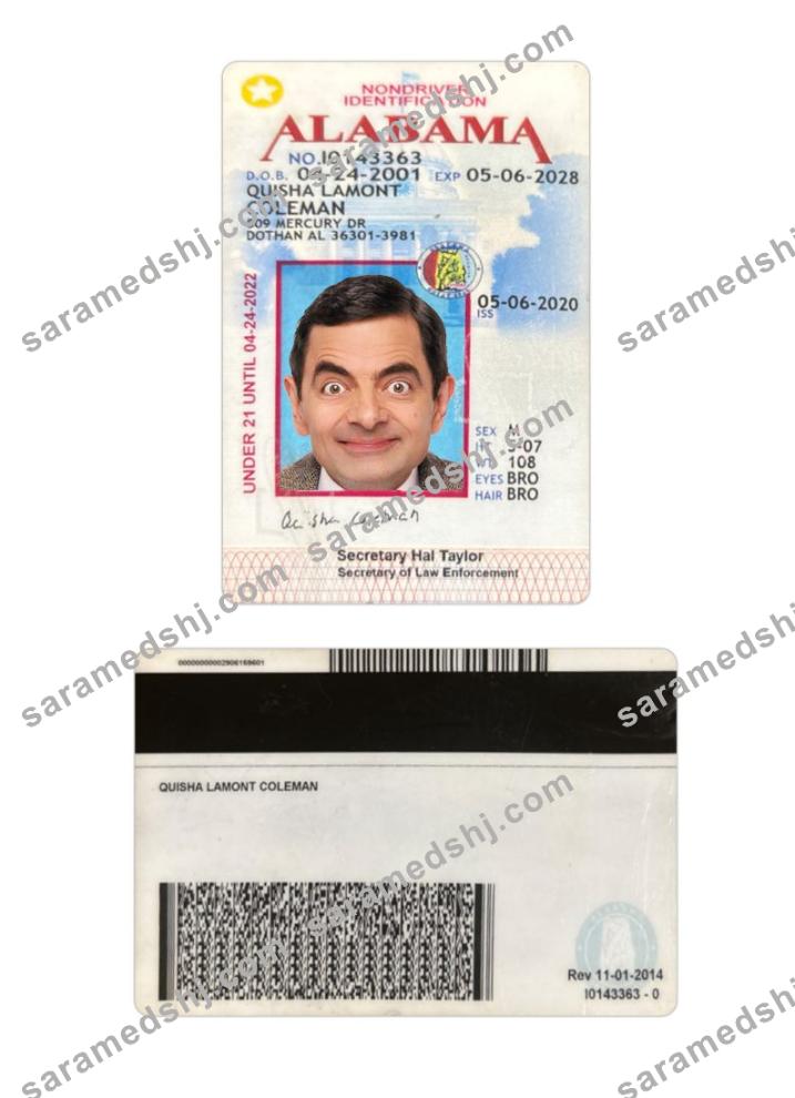 USA Alabama  under 21 ID card